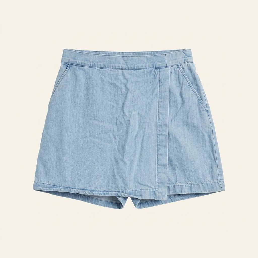 유니클로 빈티지 데님 랩 치마바지 연청 150 1