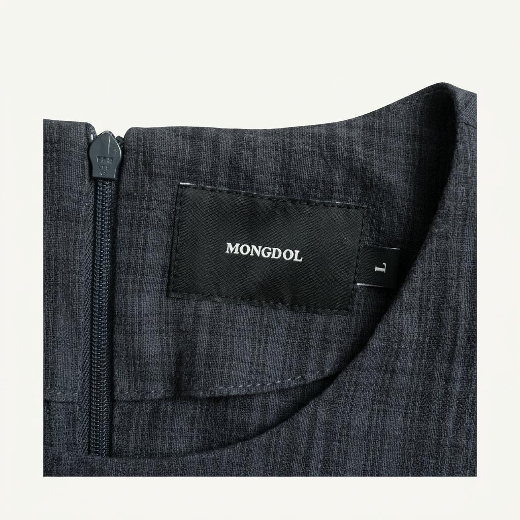 몽돌(MONGDOL) 체크 브이넥 반팔 롱원피스 1