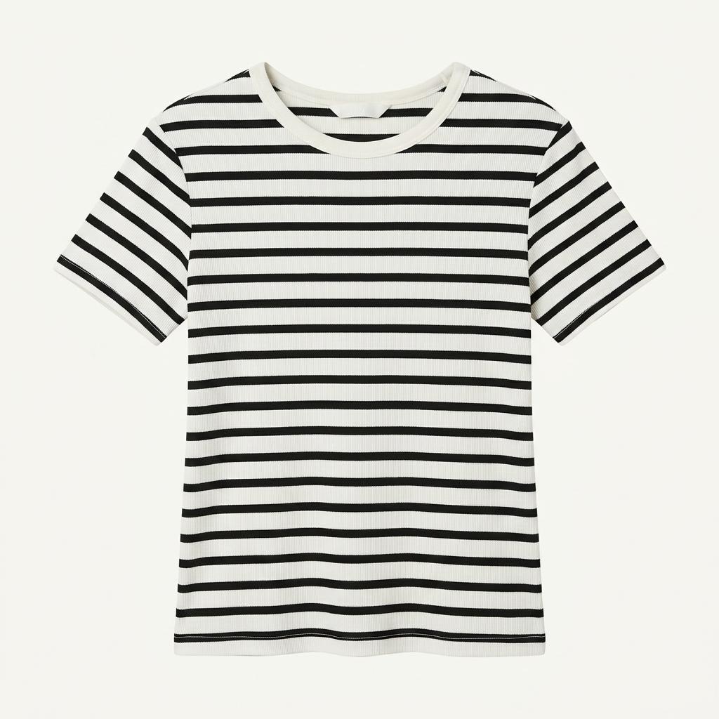 H&M 스트라이프 골지 반팔 티셔츠 s사이즈 1