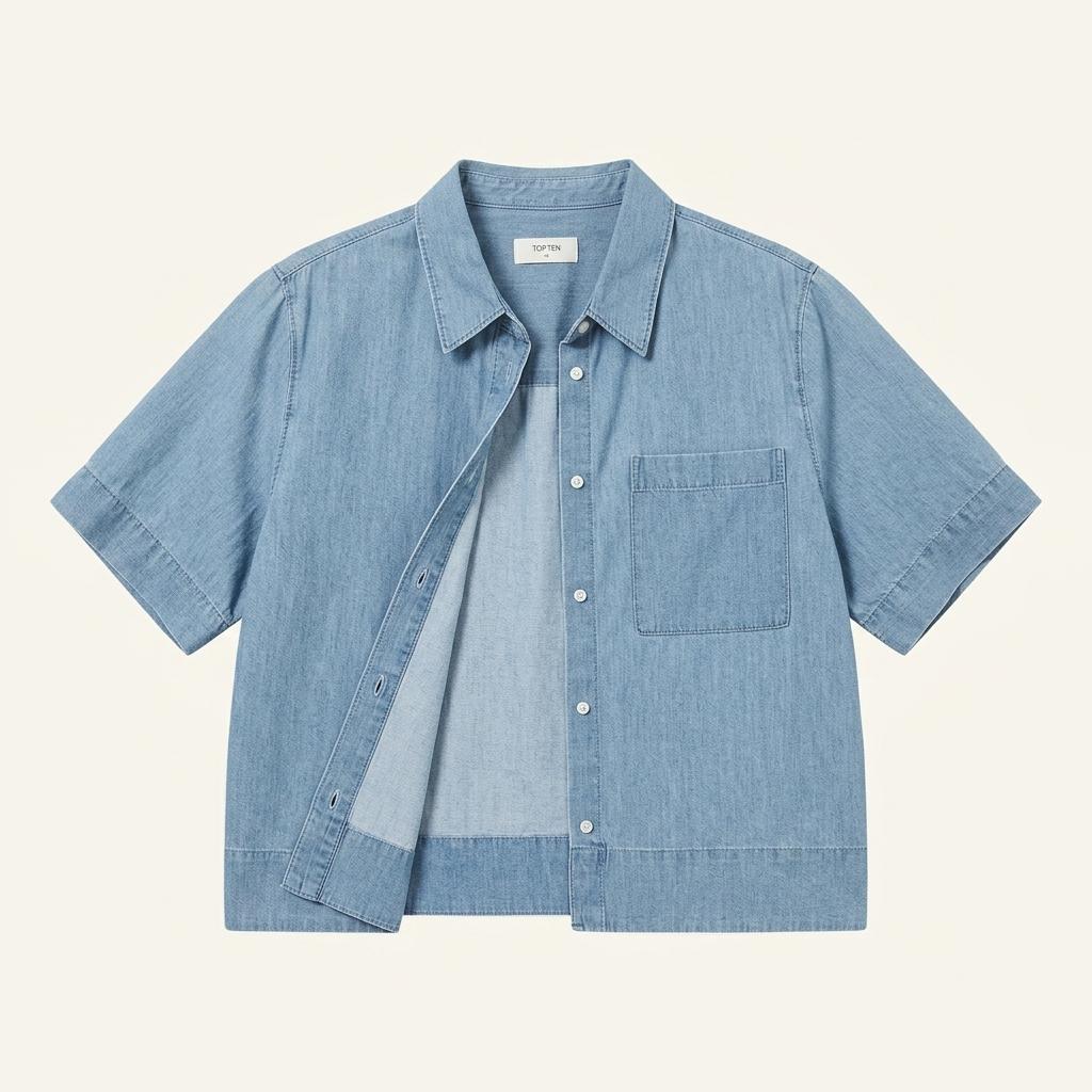 탑텐 데님 반팔 셔츠 1