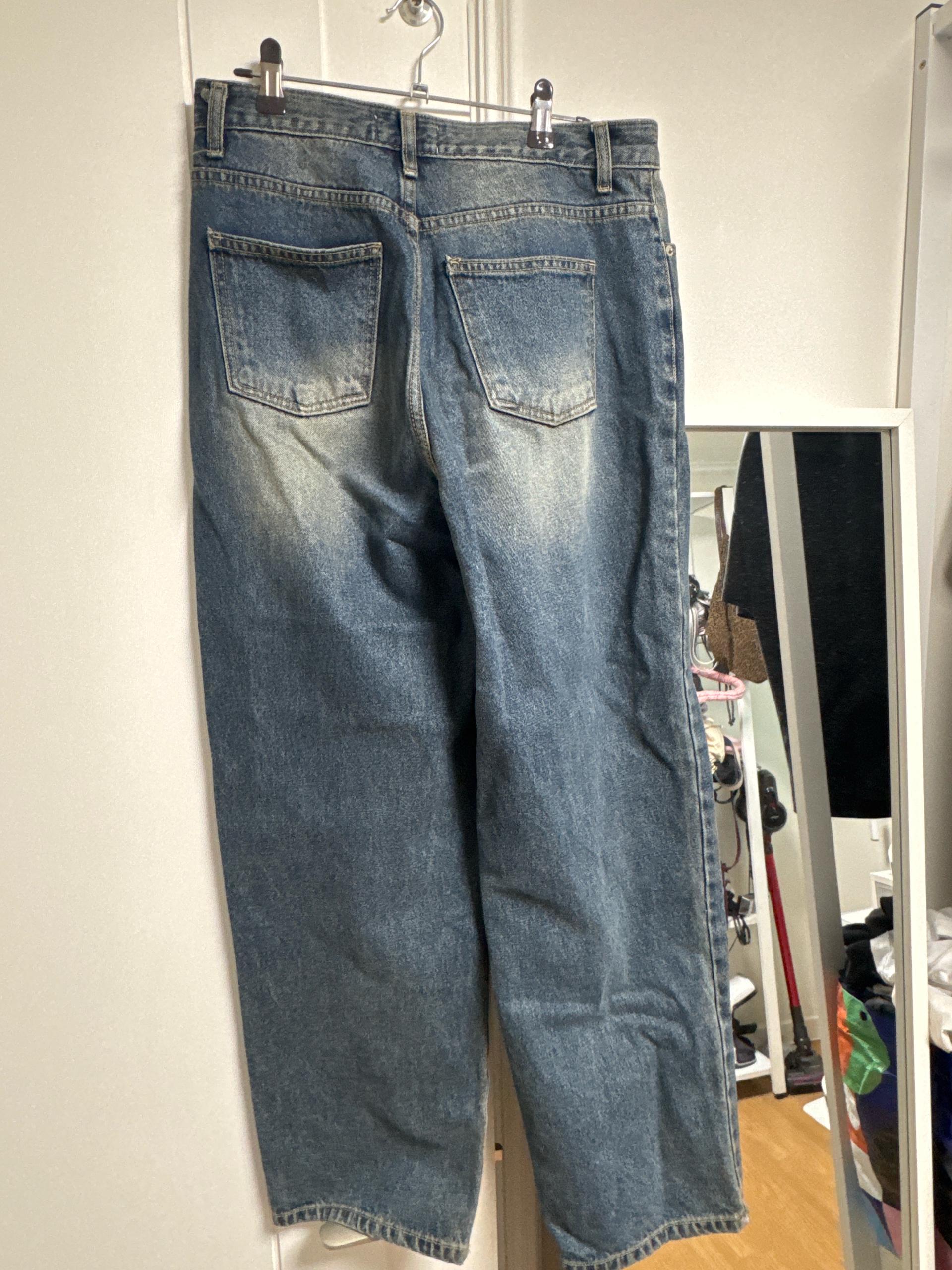 오즈브릿지 워싱 와이드 데님 팬츠 중청 4