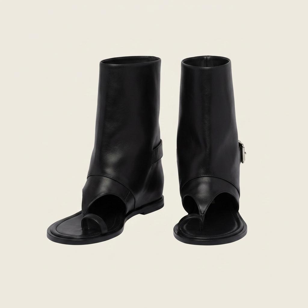 @9475 폴드오버 쪼리부츠 1.5cm 버클부츠 워머부츠 240 블랙-새상품