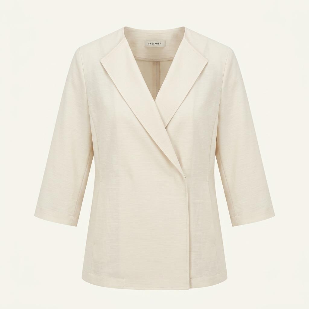 쉬즈미스 노카라 7부 소매 자켓 1