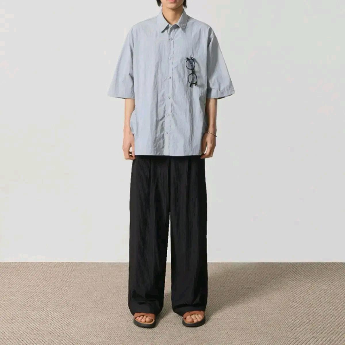 디미트리블랙-오버핏 컴포트 셔츠 1+1 (차콜/하늘색) XL 7