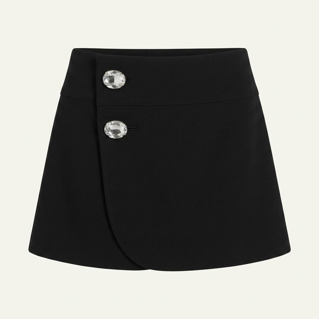 [MARNI] 마르니 보석 버튼 랩 미니 스커트 블랙 1