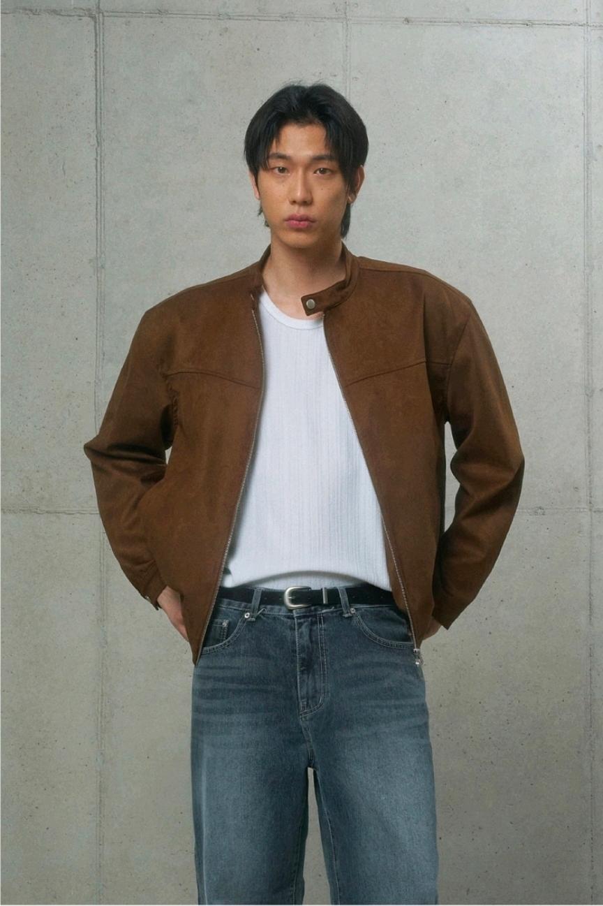 비건 스웨이드 바이커 자켓 _ Brown 2