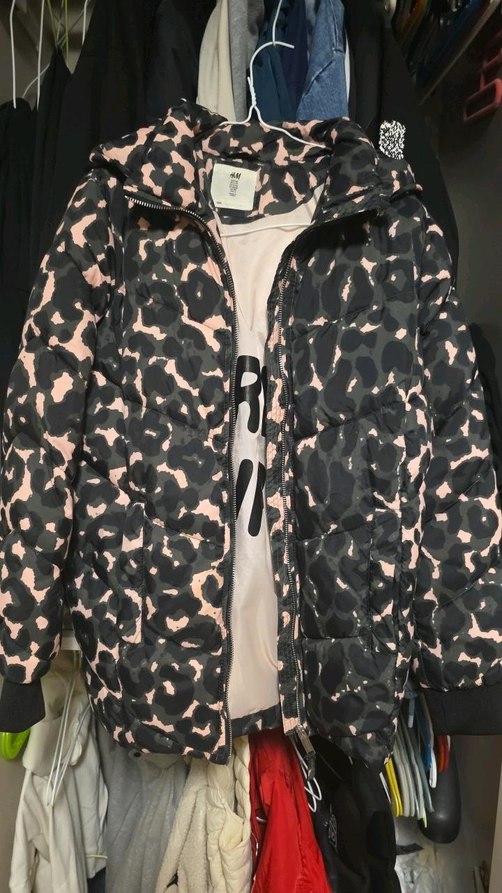 H&M 레오파드 핑크 블랙 패딩 점퍼 3