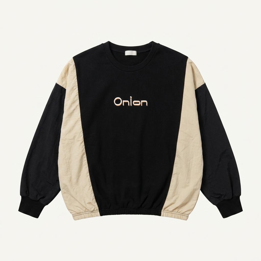 Gatto 양소매 배색 Onion 자수 맨투맨 1