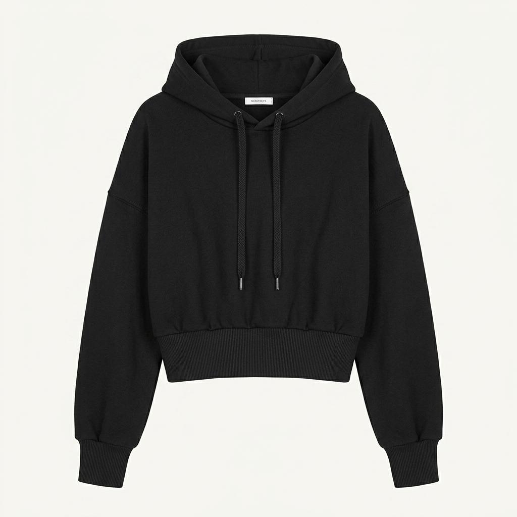 ZARA 크롭 후드 티셔츠 블랙 1