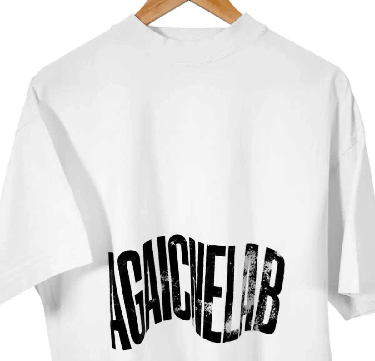 [2] 발렌시아가 AGAICNELAB 로고 라지핏 반팔 티셔츠 화이트 5