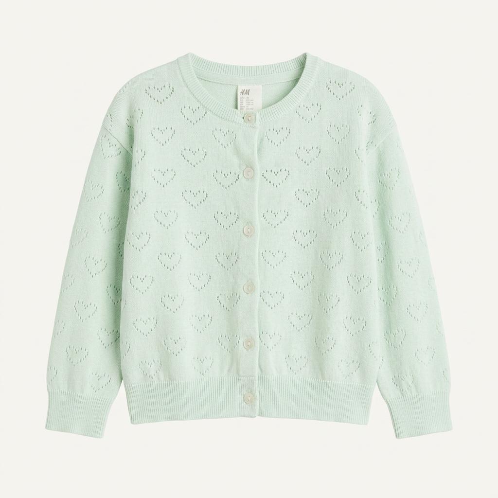 H&M 에이치엔엠 키즈 하트 펀칭 가디건 민트 1