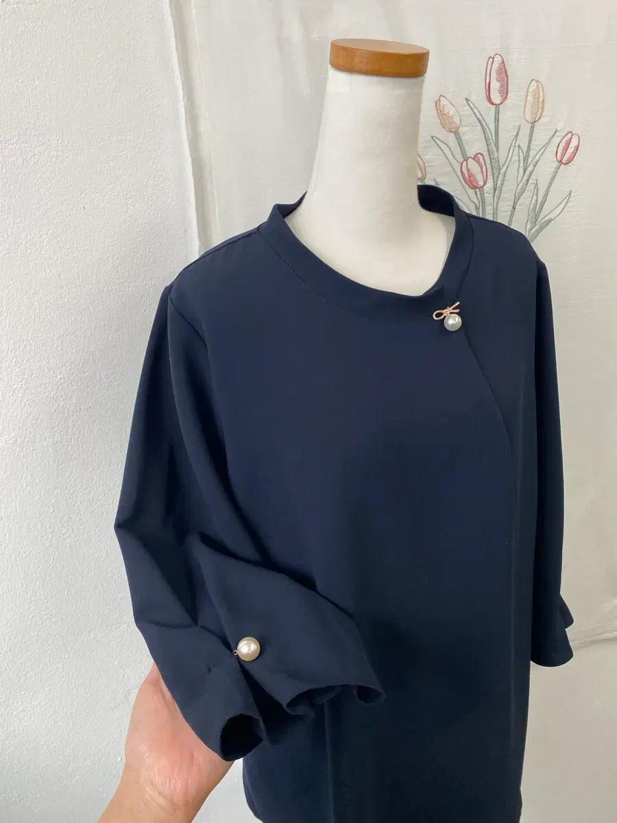 진주 장식 포인트 쉬폰 블라우스 336 4