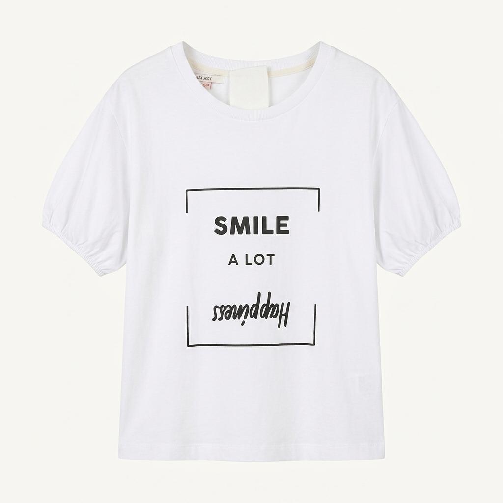 쥬시쥬디 SMILE 레터링 반팔 티셔츠 화이트