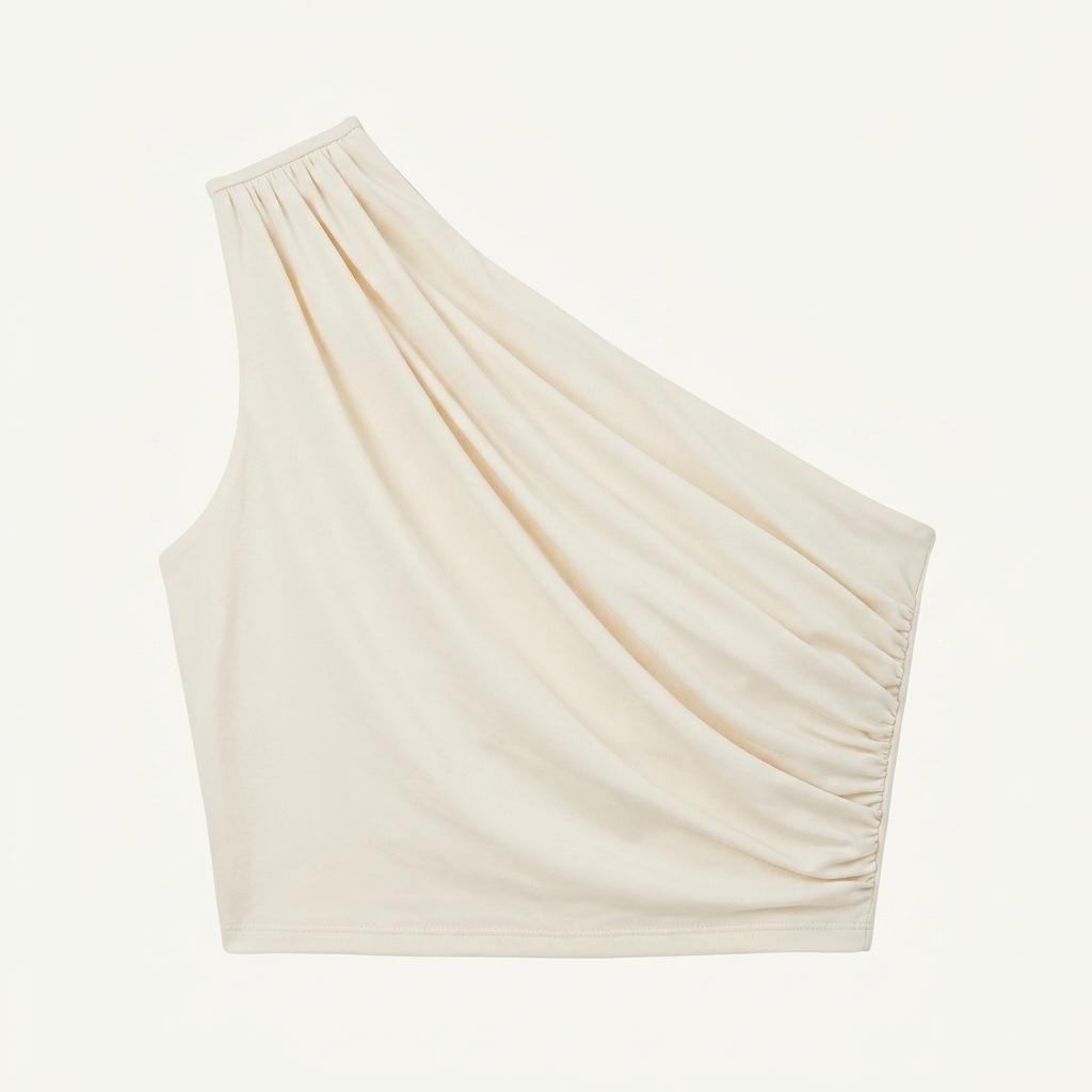 H&M 원숄더 셔링 티셔츠 아이보리 M