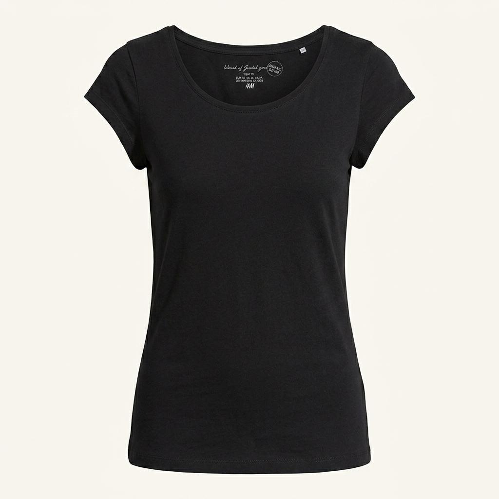 H&M 에이치엔엠 오가닉 코튼 라운드넥 반팔 티셔츠 블랙 1