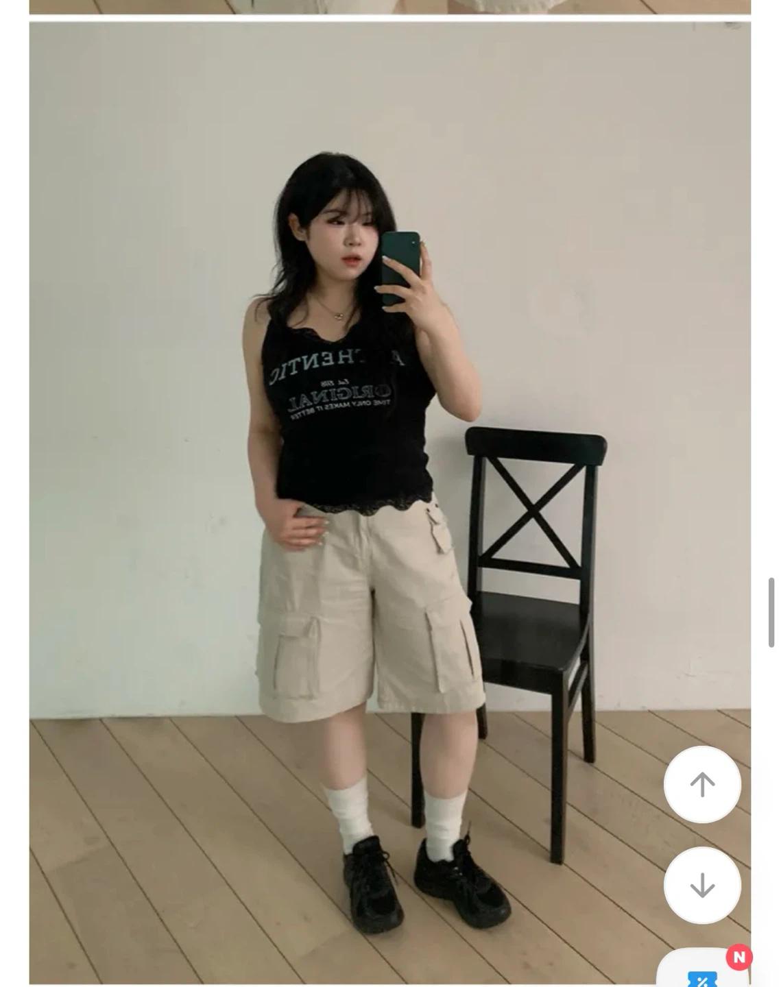 당당걸 센틱 레이스 브이넥 레터링 레이어드 끈 나시 5