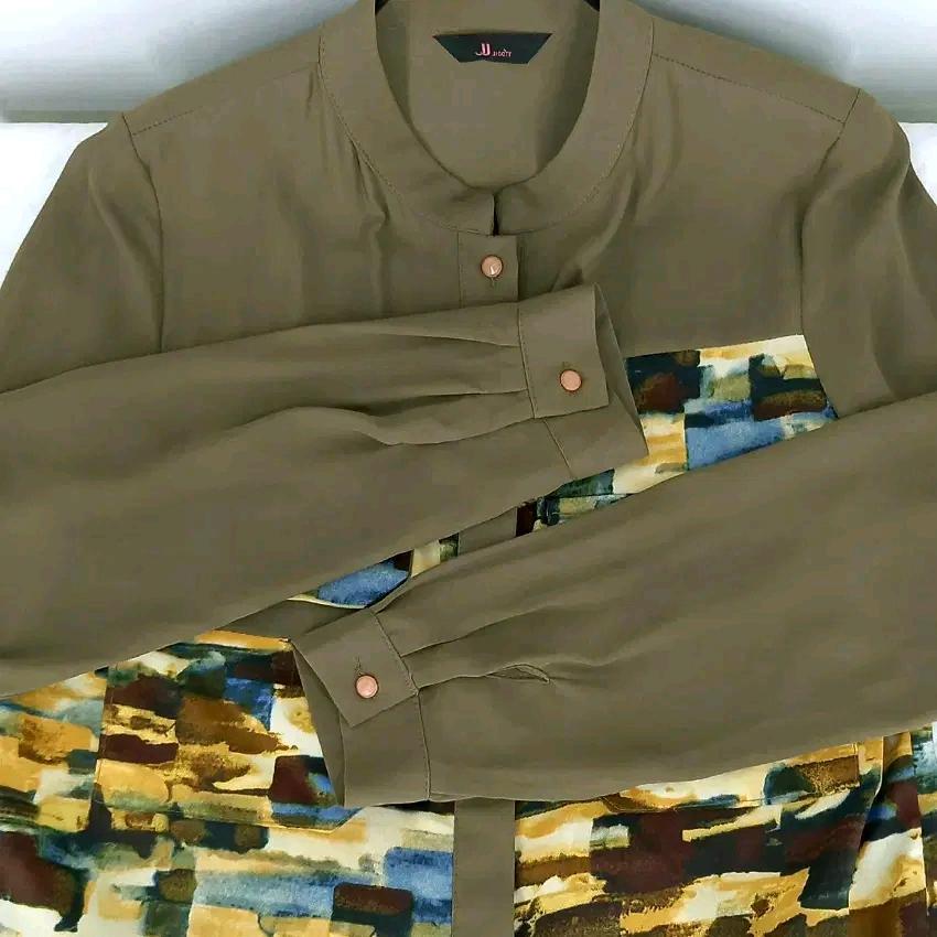 지고트 여성 춘하 소매롤업 블라우스 카키85 (HU43873) 4