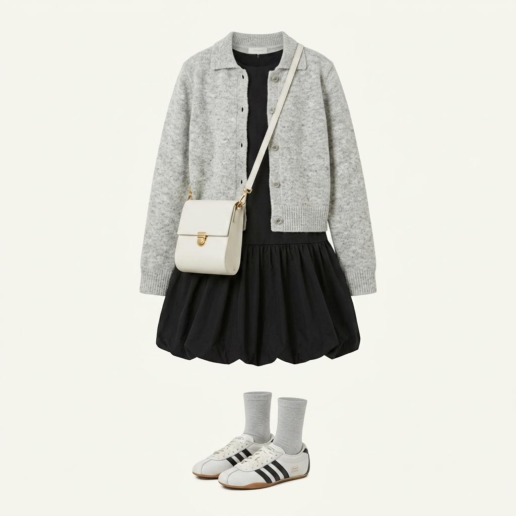 론론 벌룬 미니 원피스 블랙 1