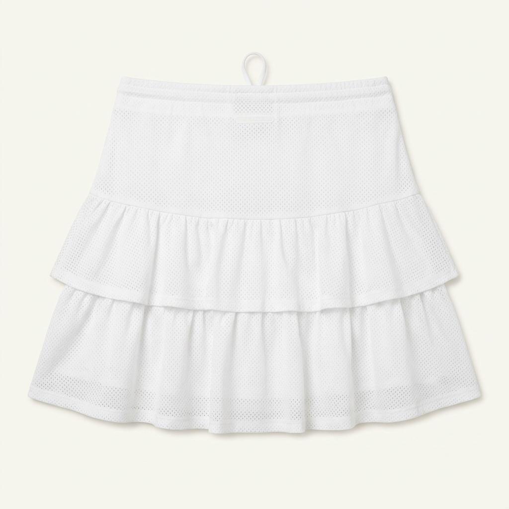 펀프롬펀 메쉬 티어드 스커트 화이트 1
