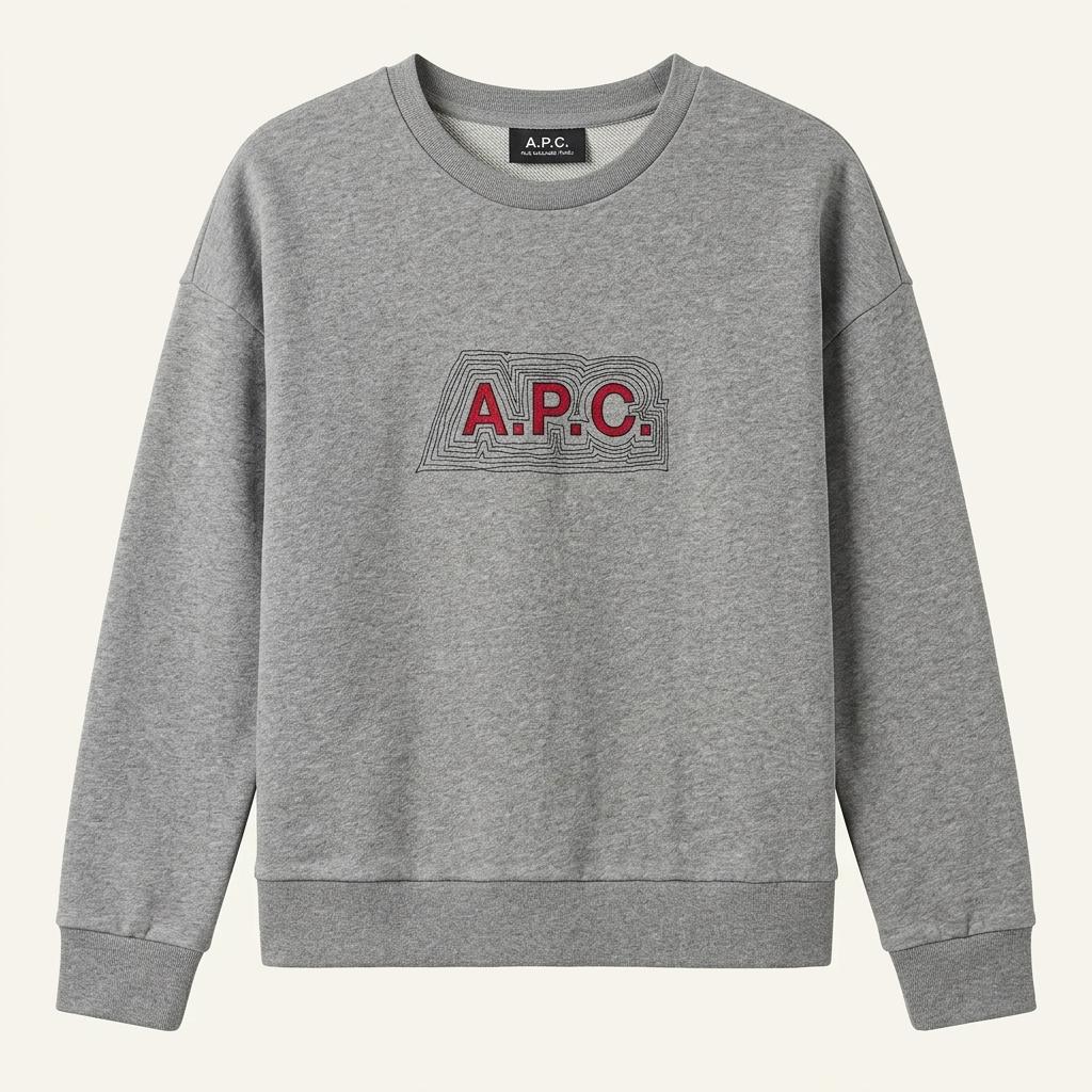 A.P.C. 로고 프린트 맨투맨 티셔츠 그레이 1