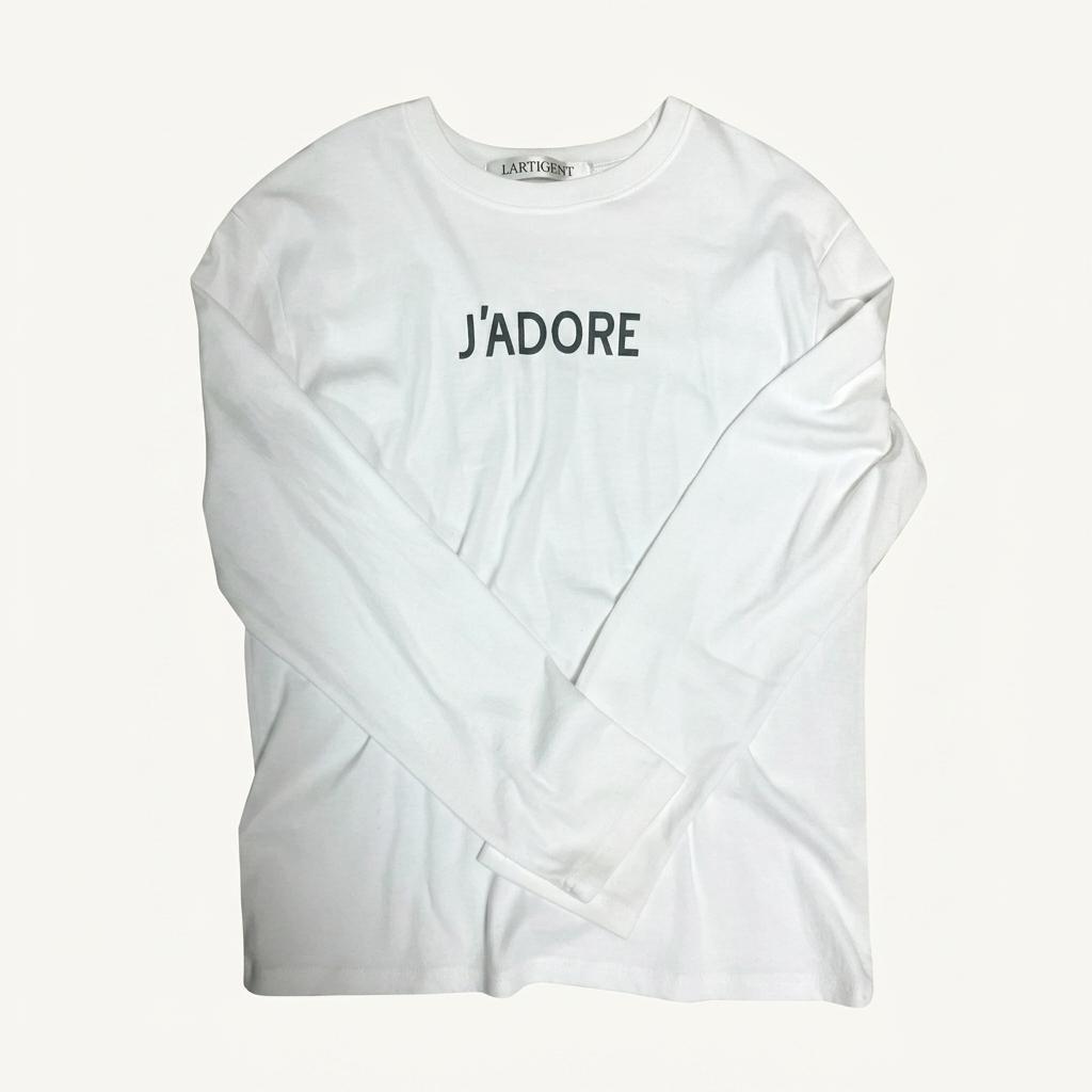 라티젠 J'ADORE 레터링 롱슬리브 티셔츠 화이트 1