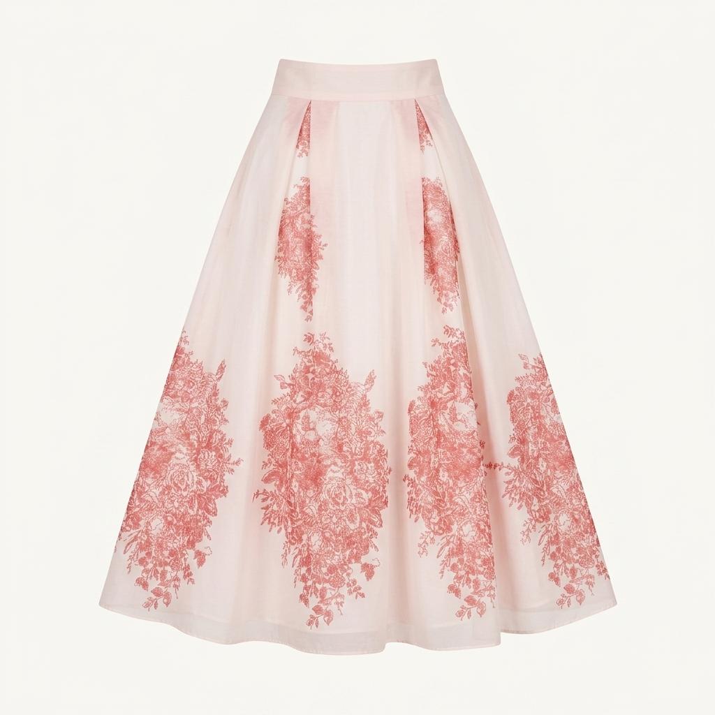 LB 플라워 패턴 롱 스커트 아이보리 1