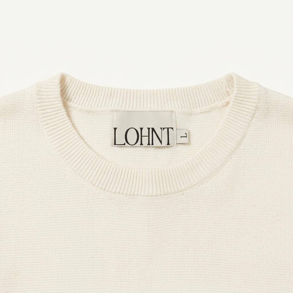 LOHNT 라운드넥 긴팔 니트 티셔츠 아이보리 1