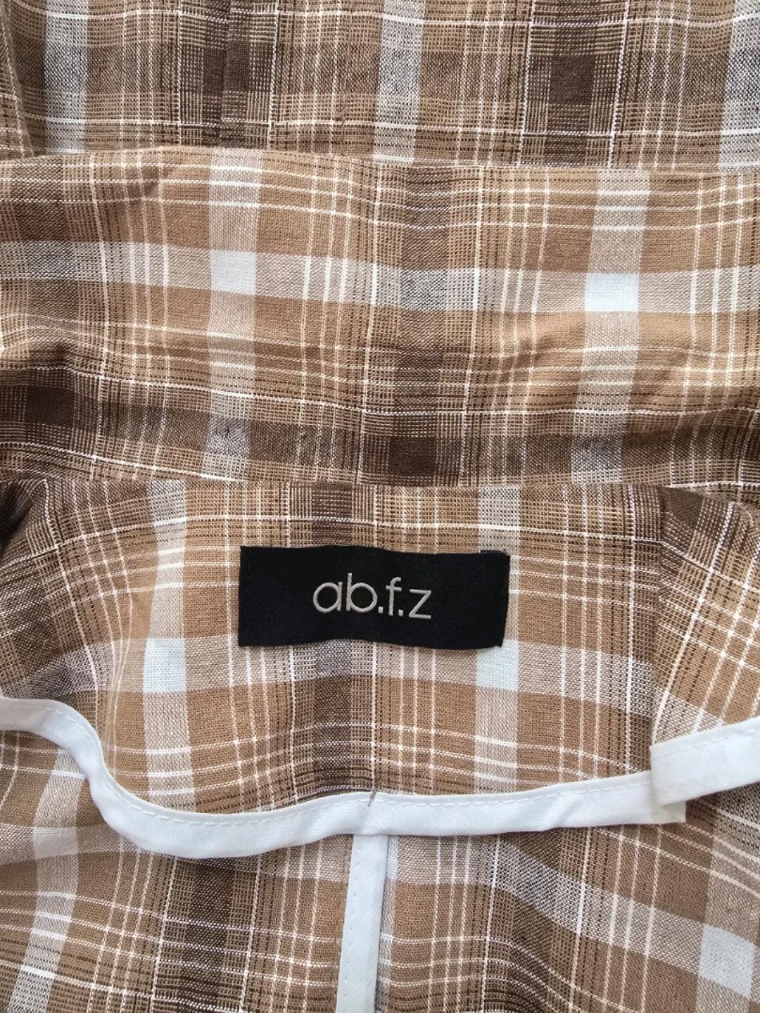 abfz 린넨혼방 브라운 체크 약크롭 자켓 10