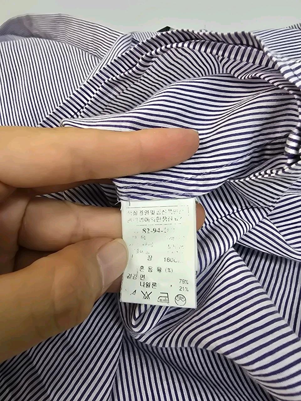 한섬 타임 빅포켓 슬리브리스 스트라이프 셔츠블라우스 10