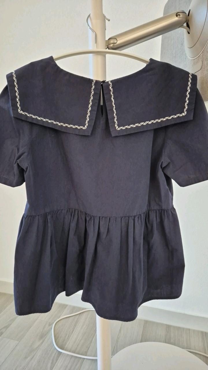 플라스틱아일랜드 빅칼라 자수 블라우스 네이비 3