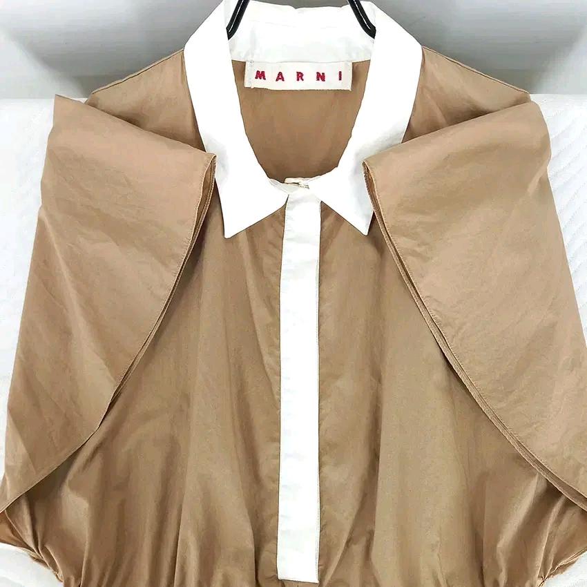 마르니 여성 여름 허리밴딩 가오리블라우스 브라운90 (HU45351) 4