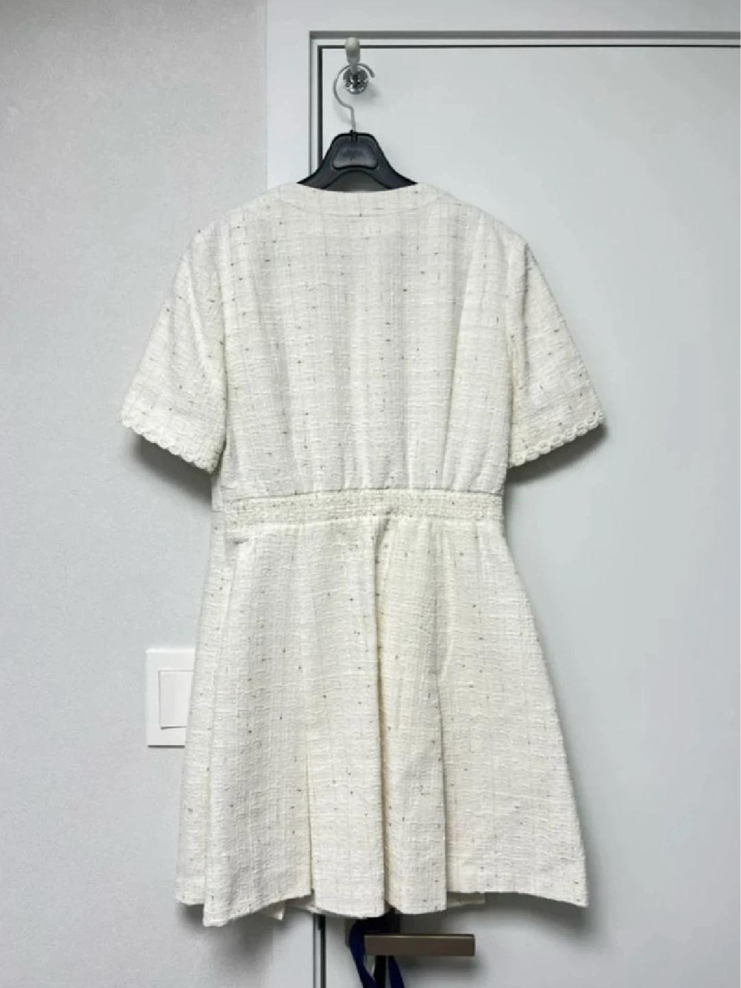 산드로 트위드 원피스 아이보리 36 2