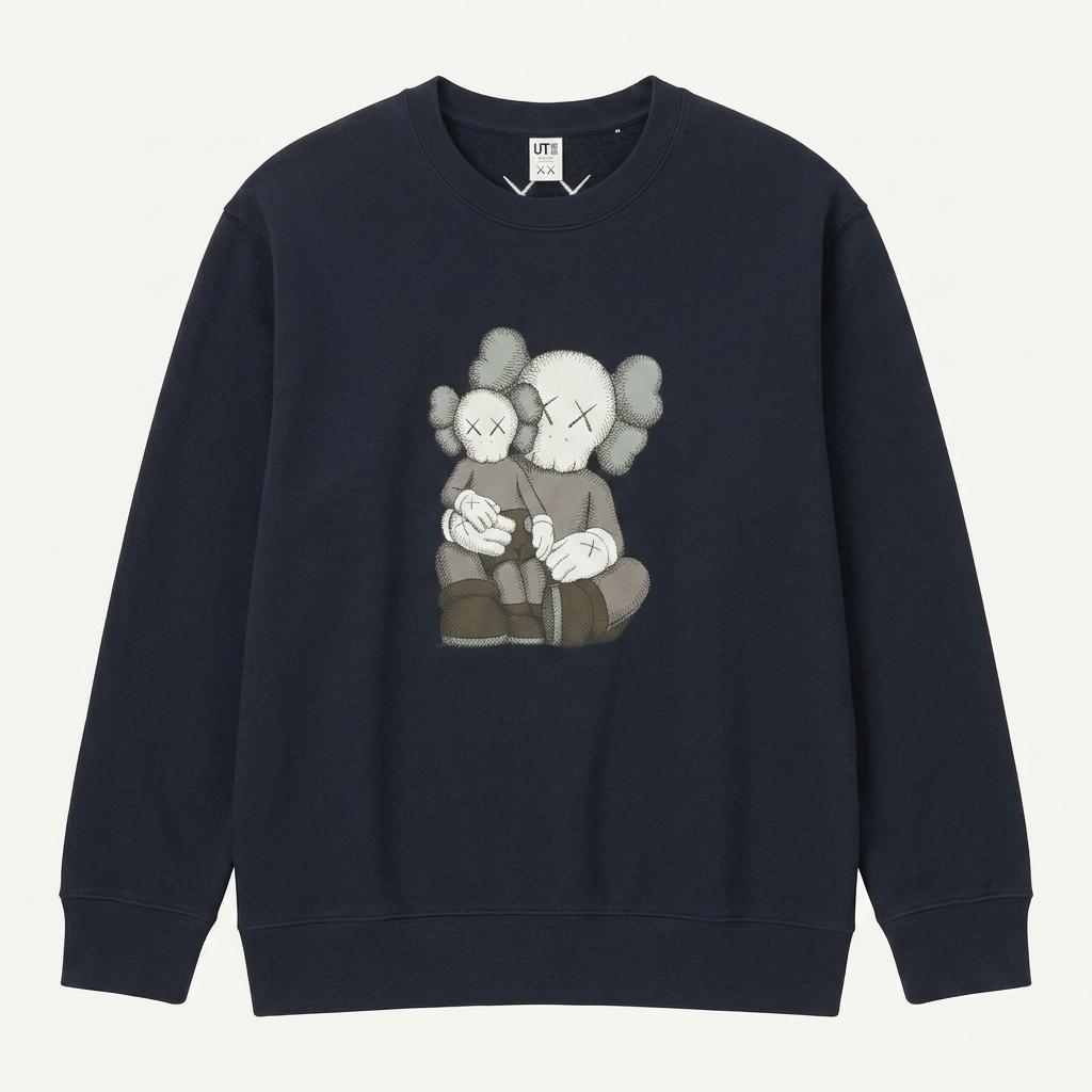 유니클로 KAWS 카우스 그래픽 맨투맨 티셔츠 네이비
