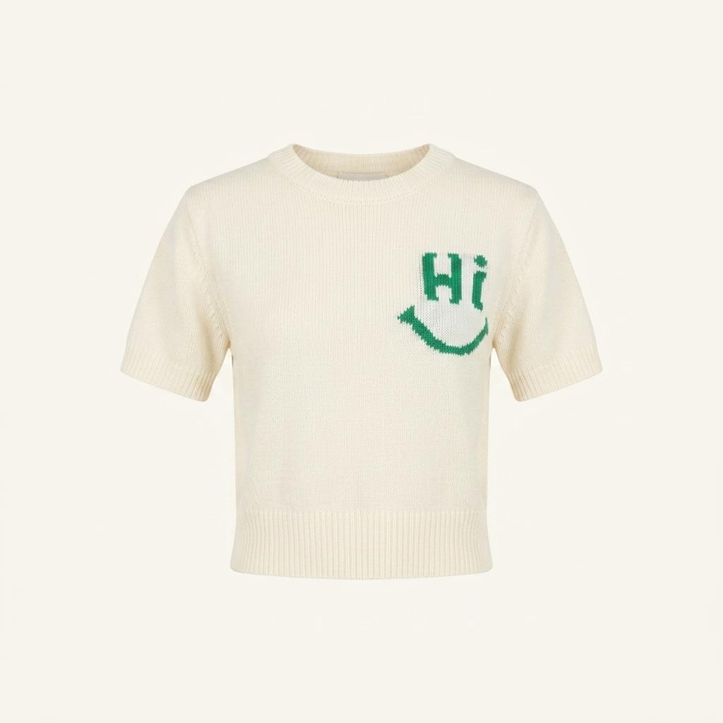 N15 아이보리 Hi 스마일 반팔 니트(새상품) 1