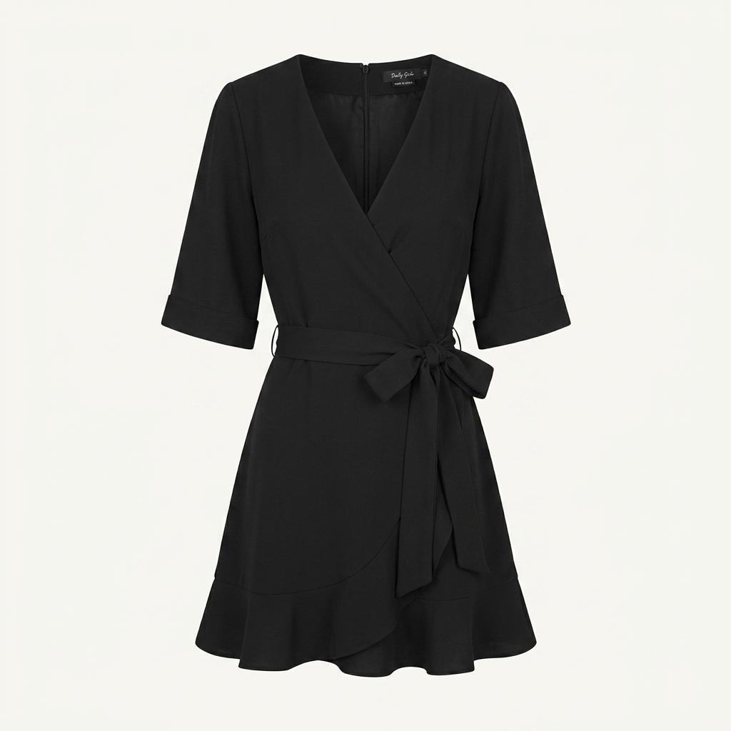 육육걸즈 블랙 랩 스타일 프릴 치마바지 미니 원피스 1
