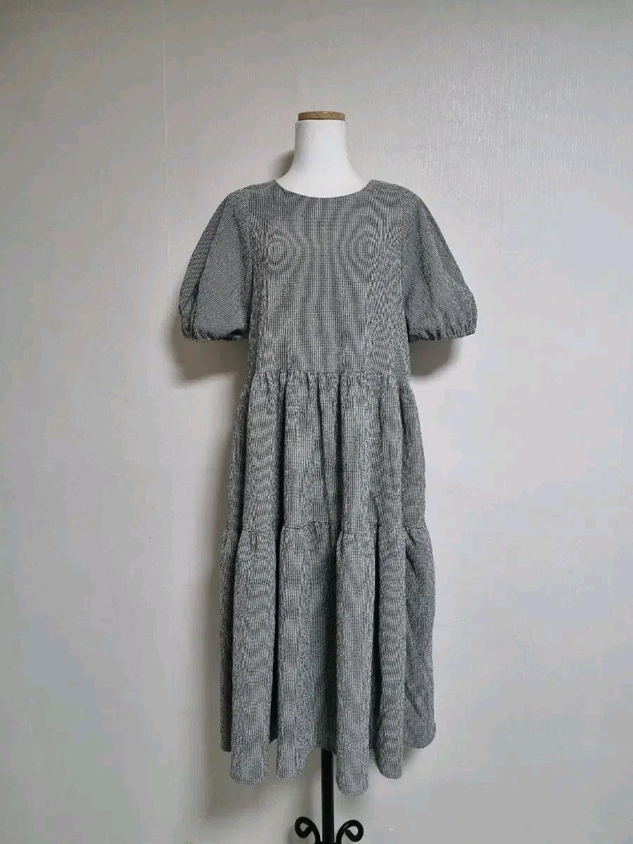 L160 깅엄 체크 반팔 캉캉 원피스 2
