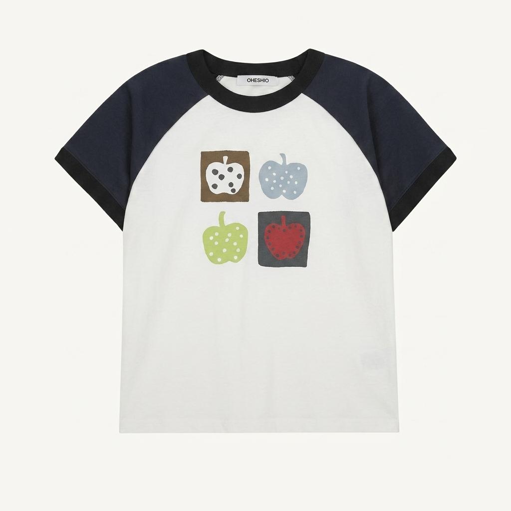 오헤시오 APPLE RAGLAN T-SHIRT WHITE 1