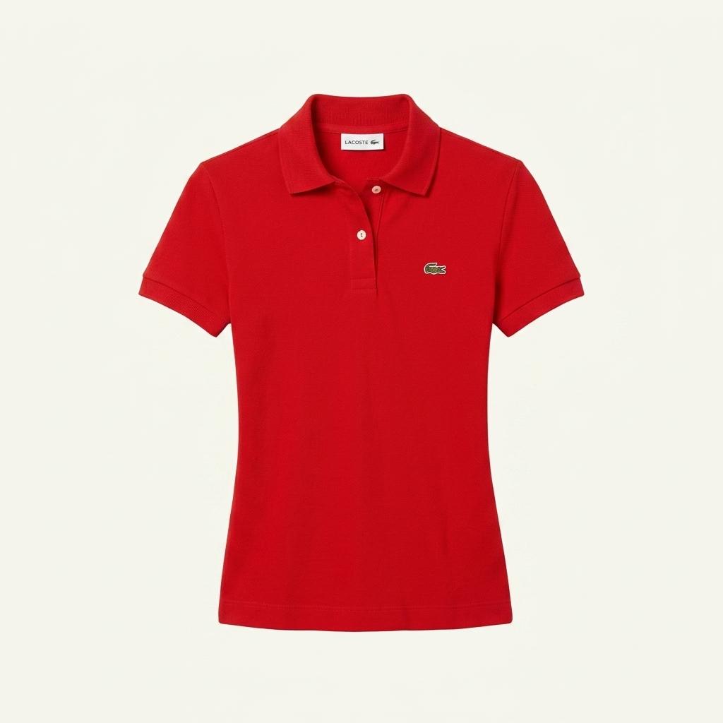라코스테 정품 여성 슬림핏 피케 카라 반팔 티셔츠 레드 1