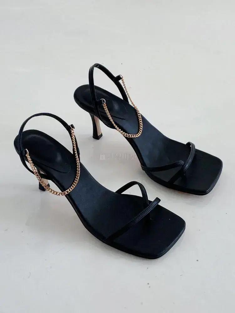 #세일 9270 슬림 금장 발찌 7cm 샌들 235 블랙-새상품 9