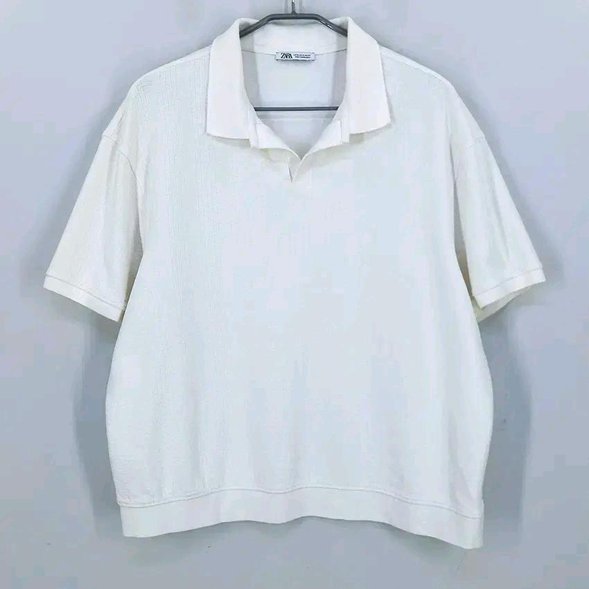 자라 남성 춘하 신축성 넥트임 반팔티 연아이보리XL (HU44076) 2