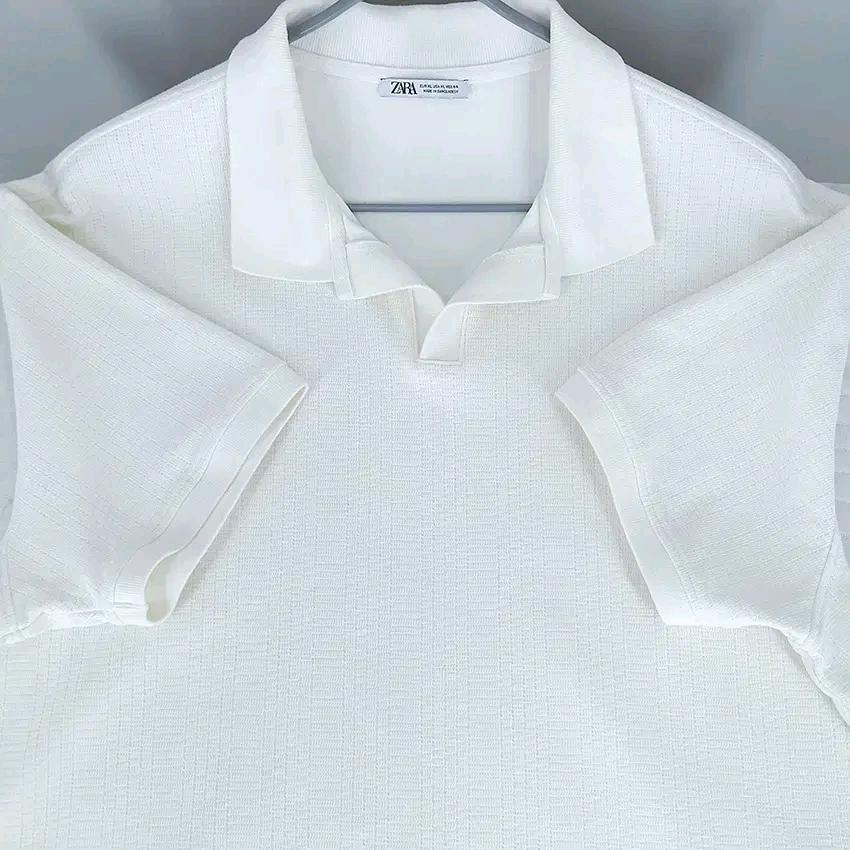 자라 남성 춘하 신축성 넥트임 반팔티 연아이보리XL (HU44076) 4