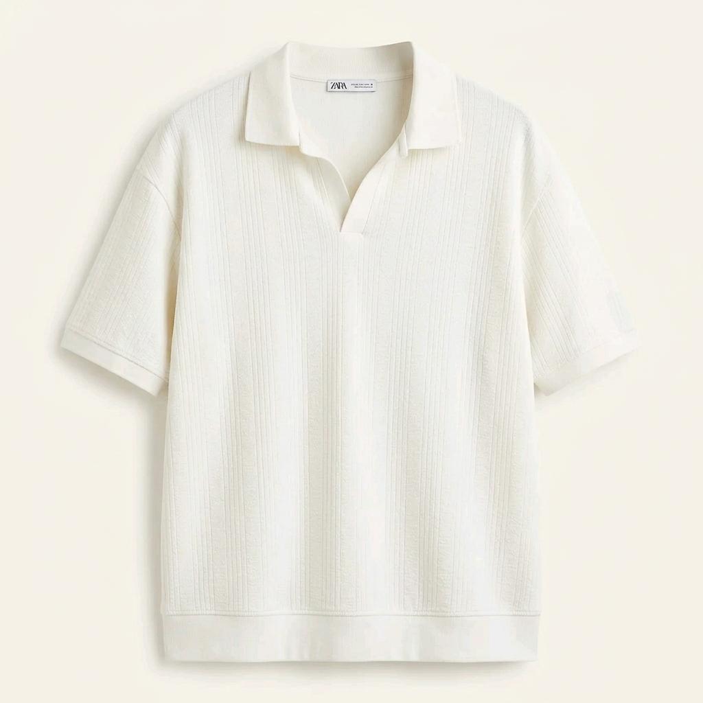 자라 남성 춘하 신축성 넥트임 반팔티 연아이보리XL (HU44076) 1