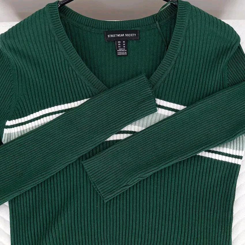 STREETWEAR SOCIETY 여 춘추 크롭골지니트 그린(44128) 4