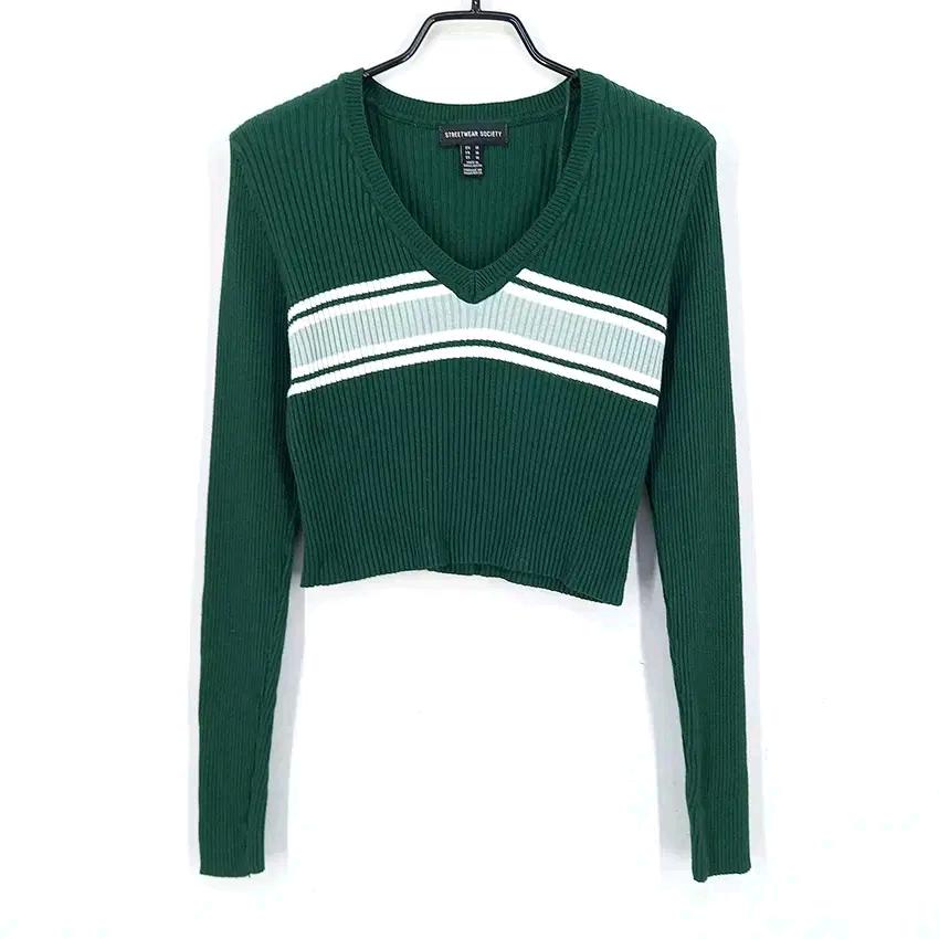 STREETWEAR SOCIETY 여 춘추 크롭골지니트 그린(44128) 2