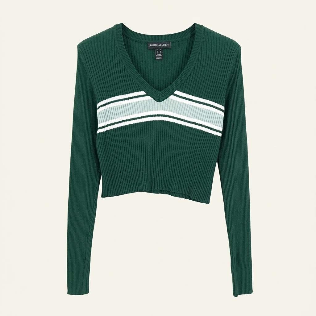 STREETWEAR SOCIETY 여 춘추 크롭골지니트 그린(44128) 1