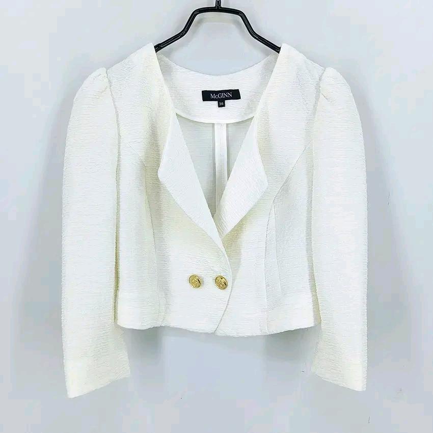 매긴 여성 춘추 6부소매 스판끼 숏자켓 아이보리 (HU44135) 2