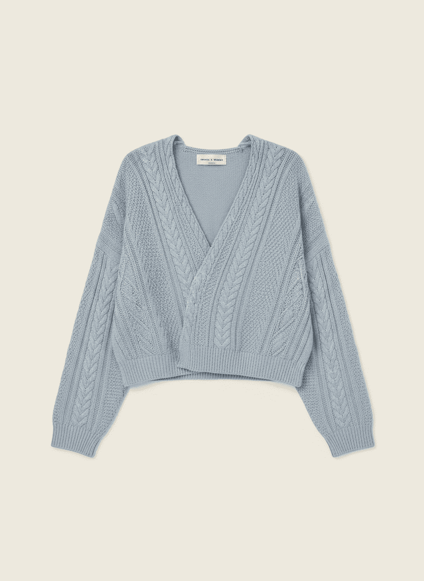 레벨리앤디스웨이 꽈배기 브이넥 니트 소라 1