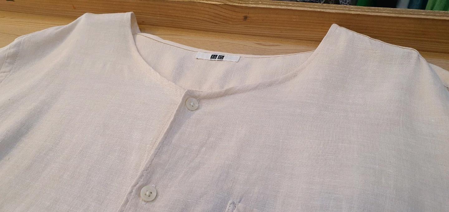 77.Uniqlo 린넨 브이넥셔츠(아이보리) 4