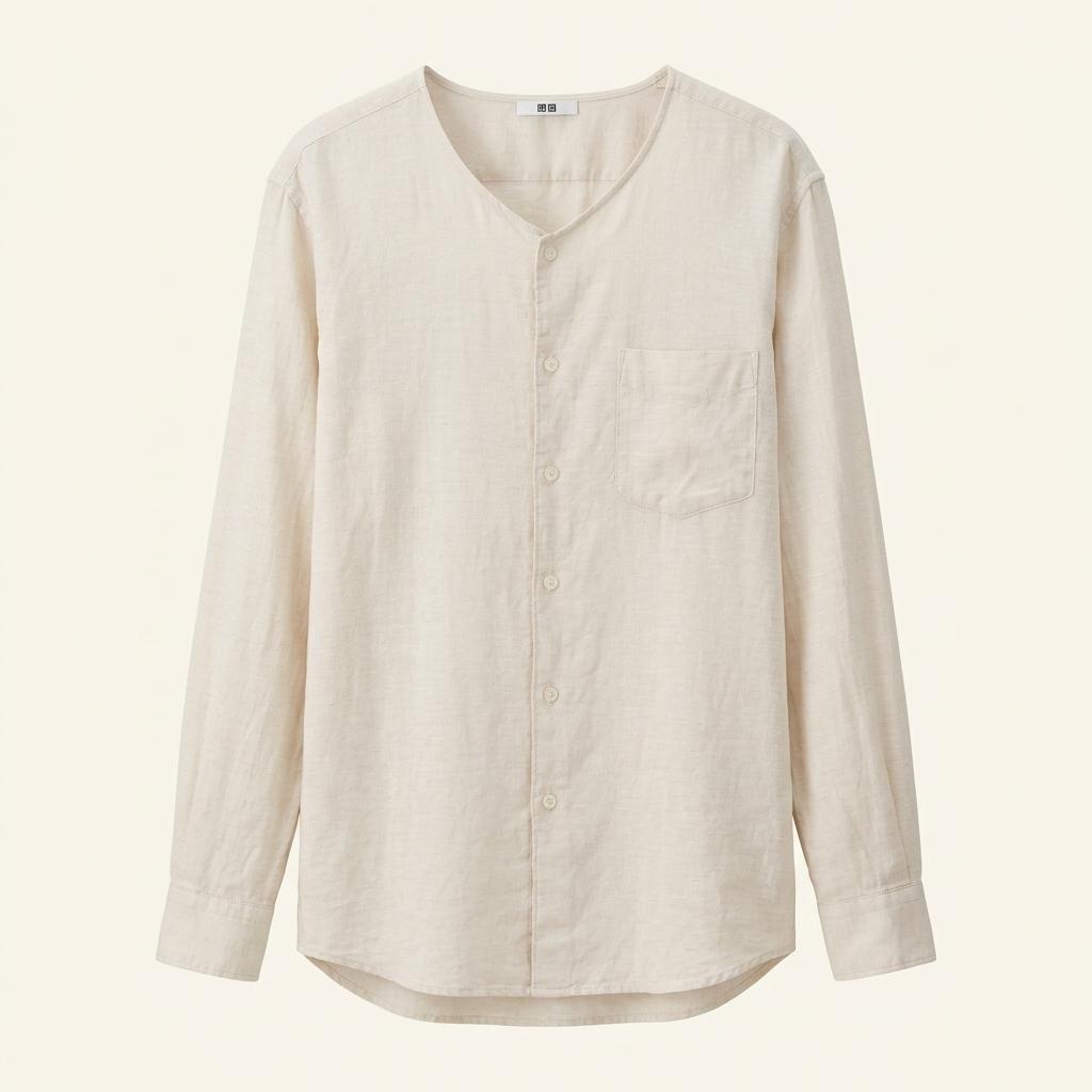 77.Uniqlo 린넨 브이넥셔츠(아이보리) 1