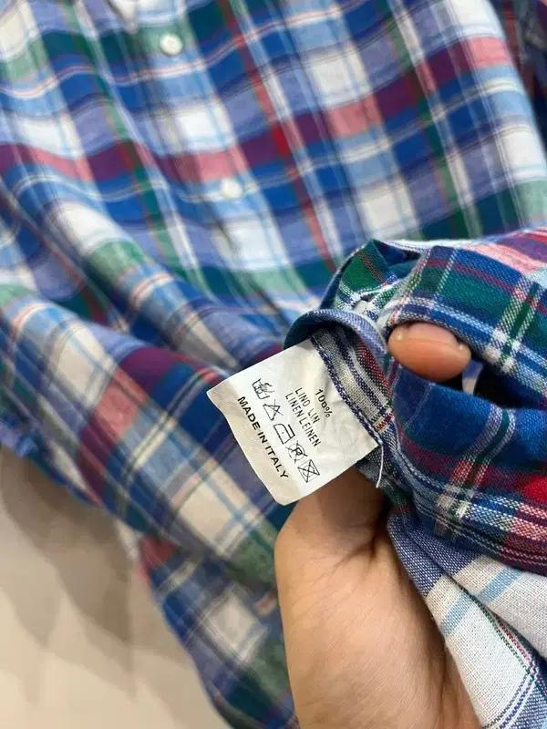 Made in ITALY 퓨어린넨 체크 반팔 셔츠 5